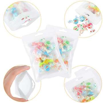 Boao 100 Pieces Resealable Foil Food Storage Bags with Clear Window Coffee Beans Candy Packaging Pouch for Food Small Business Supplies for Jewelry Self Sealed Storage Bags(4.7 x 7.9 Inch,White)
