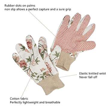 Yopay 6 Pairs Gardening Gloves for Women, Soft Jersey Garden Gloves, Rubbuer Dots Cotton Working Gloves for Men, Planting, Seeding, Fishing, Restoration Work, 3 Colors