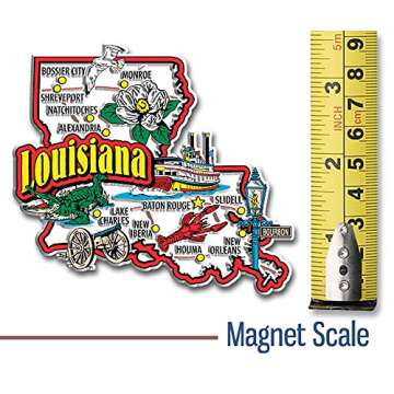 Louisiana Jumbo State Magnet by Classic Magnets, 3.8" x 3.4", Collectible Souvenirs Made in The USA