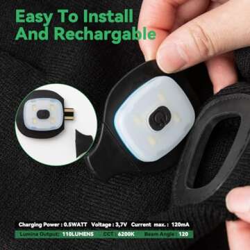 DETDLIB Valentines Day Gifts for Him, USB Rechargeable LED Headlamp Beanie, Valentines Day Gifts, Cool Gadget Gifts for Women, Valentines Day Gifts for Her, Gifts for Men, Black