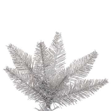 Vickerman 5.5' Silver Tinsel Fir Artificial Christmas Tree, Unlit - Faux Silver Christmas Tree - Sea...