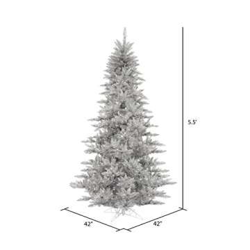 Vickerman 5.5' Silver Tinsel Fir Tree - Unlit Seasonal Decor