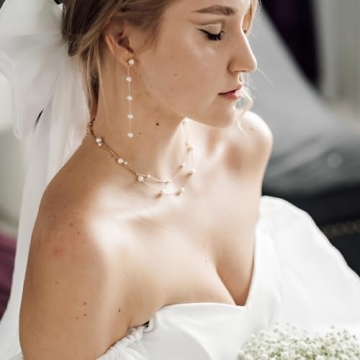 Dainty 14k Gold Pearl Drop Earrings for Women