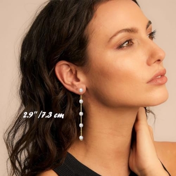 Dainty 14k Gold Pearl Drop Earrings for Women