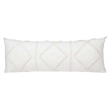 Bohemian Boho Chic Ivory Macrame Tufted Tassel Accent Decorative Couch Long Throw Zipper Body Pillow...