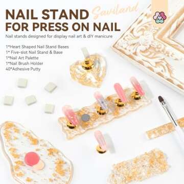 SAVILAND Nail Stand for Press On Nails: 6pcs Nail Stand Set 2X Magnetic Nail Holder for Painting Nai...