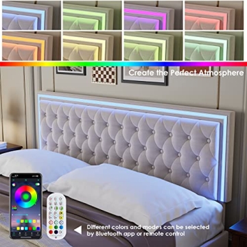 Stylish Keyluv Queen LED Bed Frame with Storage Drawers