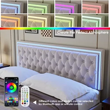 Stylish Keyluv Queen LED Bed Frame with Storage Drawers