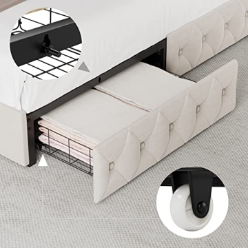 Stylish Keyluv Queen LED Bed Frame with Storage Drawers
