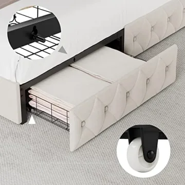 Stylish Keyluv Queen LED Bed Frame with Storage Drawers