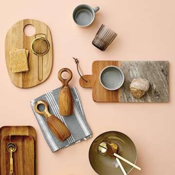 Bloomingville Brown Acacia Wood Salt & Pepper Mills,8 Inch (Set of 2)