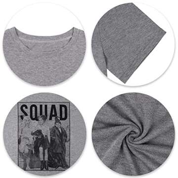 Halloween Shirts for Women Halloween Squad T-Shirt Funny Sanderson Sisters Graphic Tee Casual Fall Tee Tops Grey