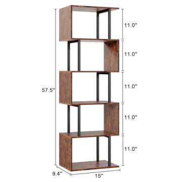 Furologee Stylish S-Shaped 6-Tier Bookshelf for Home