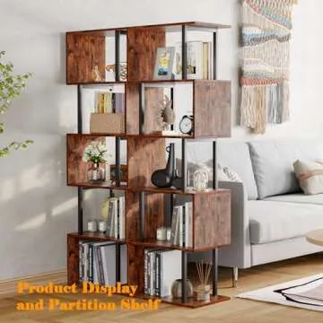 Furologee Stylish S-Shaped 6-Tier Bookshelf for Home