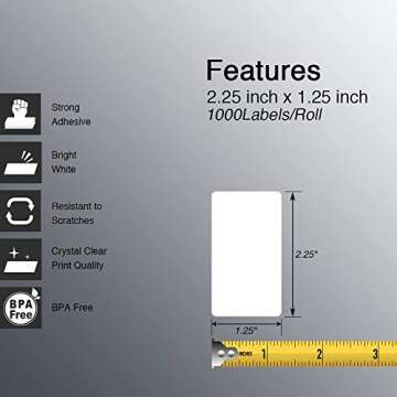 BETCKEY - 2.25" x 1.25" (57 mm x 32 mm) UPC Barcode & Multipurpose Labels Compatible with Zebra & Ro...