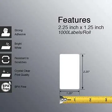 BETCKEY - 2.25" x 1.25" (57 mm x 32 mm) UPC Barcode & Multipurpose Labels Compatible with Zebra & Ro...