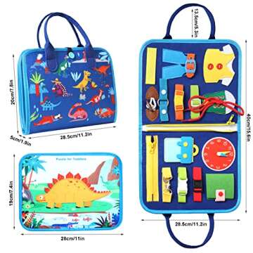 Busy Board Toys for Toddlers, Montessori Toys Gifts for 3-5 Year Old Boys & Girls, Preschool Toddler Activities Educational Travel Toy Learning Basic Dress Skills