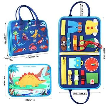 Busy Board Toys for Toddlers, Montessori Toys Gifts for 3-5 Year Old Boys & Girls, Preschool Toddler Activities Educational Travel Toy Learning Basic Dress Skills