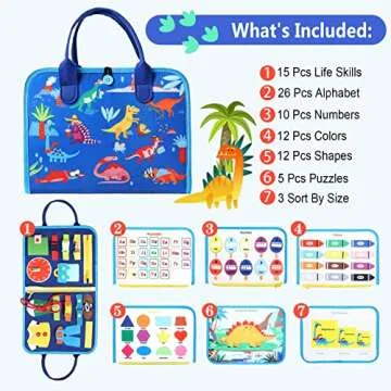 Busy Board Toys for Toddlers, Montessori Toys Gifts for 3-5 Year Old Boys & Girls, Preschool Toddler Activities Educational Travel Toy Learning Basic Dress Skills