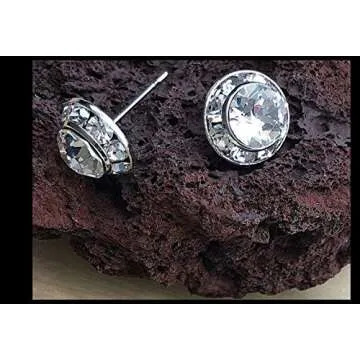 PammyJ 11mm Round Crystal Earrings (Clear)