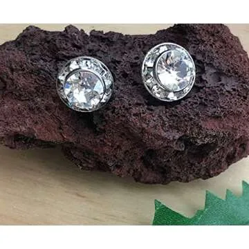 PammyJ 11mm Round Crystal Earrings (Clear)