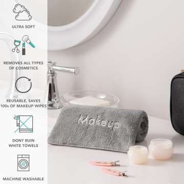 Arkwright Makeup Towels - Pack of 6 Soft Coral Fleece Cloths for Effortless Makeup Removal