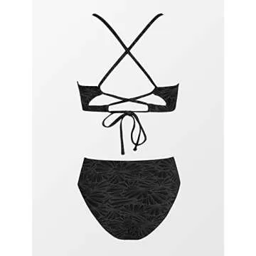 CUPSHE Women's V Neck High Waisted Bikini Set Black