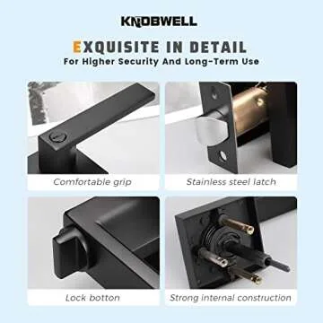 KNOBWELL Privacy Door Handles - Easy to Install Black Levers