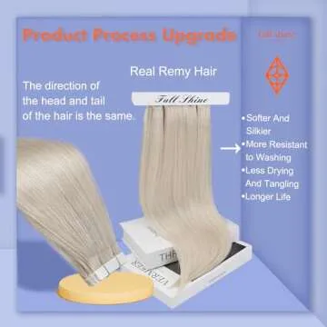 Full Shine 16-Inch Invisible Remy Tape-In Hair Extensions – 20Pcs, 50G, Blonde