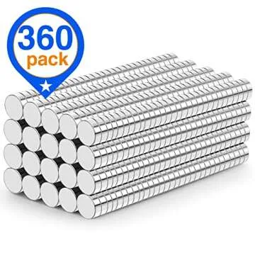TRYMAG Tiny 3x1mm 360Pcs Small Rare Earth Magnets for Whiteboard, Mini Round Neodymium Magnets for F...