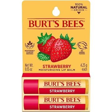 Burt's Bees Lip Balm Stocking Stuffers, Moisturizing Lip Care Christmas Gifts, Strawberry, Lip Moist...