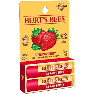 Burt's Bees Strawberry Lip Balm 2-Pack for Natural Lip Care