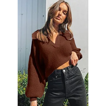 Stylish CHYRII Women's Sexy V Neck Puff Sweater