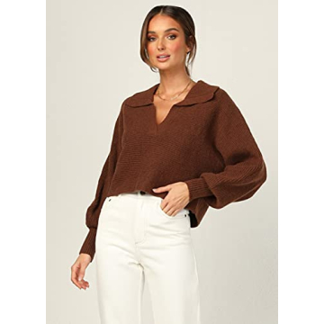 Stylish CHYRII Women's Sexy V Neck Puff Sweater