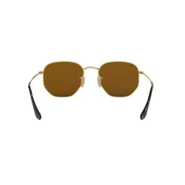 Ray-Ban RB3548N Hexagonal Flat Lens Sunglasses, Gold/Polarized B-15 Brown, 54 mm
