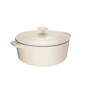 Cuisinart Chef's Classic Enameled Cast Iron 7-Quart Round Covered Casserole, Enameled Cream