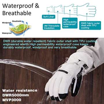 Unigear Waterproof Touchscreen Ski Gloves for Cold Weather