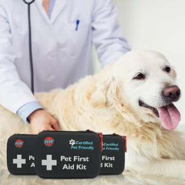 Pet First Aid Kit for Dogs & Cats | First Aid Bag for All Pets and Animals | Perfect for Travel Emergencies with Pet First Aid Guide Book and Instructions | Certified Pet Friendly