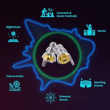 Eargasm High Fidelity Earplugs with Gold Filters - Reusable Noise Reduction Hearing Protection Ear-P...