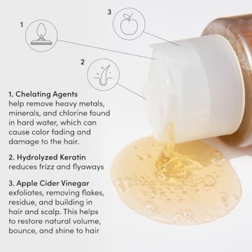 OUAI Detox Shampoo - Clarifying Shampoo for Build Up, Dirt, Oil, Product and Hard Water - Apple Cider Vinegar & Keratin for Clean, Refreshed Hair - Sulfate-Free Hair Care (16 oz)