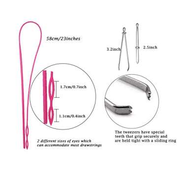 Joycoco 27 Pack Replacement Drawstrings for Sweatpants Shorts Hoodies with Drawstring Threaders and Plastic Cord Locks Drawstrings for Jackets Swim Trunks Shoe Laces Tote Bags 47" Long (Colorful)