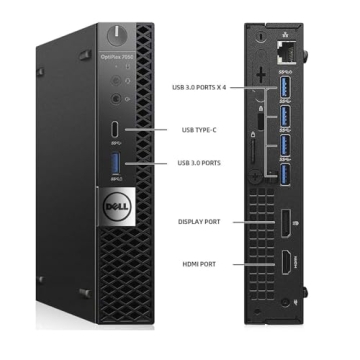 Dell Optiplex 7050 Mini Desktop PC, Core i7-6700 16GB RAM, 512GB SSD, Keyboard, Mouse, USB WiFi+BT, ...