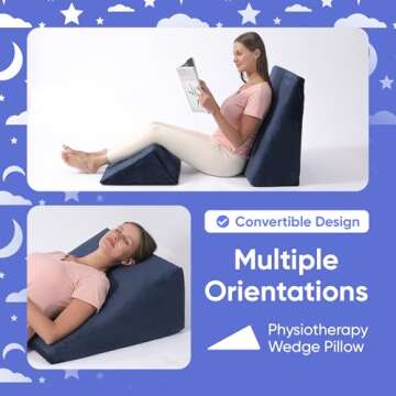 AllSett Health Bed Wedge Pillow – 2 Separate Memory Foam Incline Cushions, System for Legs, Knees and Back Support Pillow