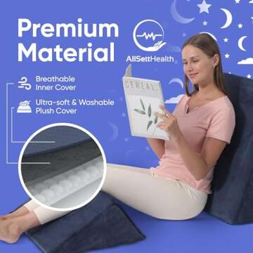 AllSett Health Bed Wedge Pillow – 2 Separate Memory Foam Incline Cushions, System for Legs, Knees and Back Support Pillow