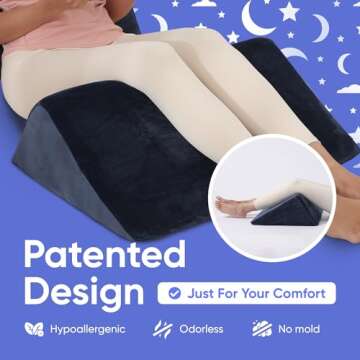 AllSett Health Bed Wedge Pillow – 2 Separate Memory Foam Incline Cushions, System for Legs, Knees and Back Support Pillow