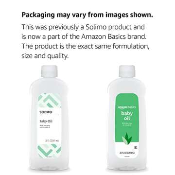 Amazon Basics Baby Oil with Aloe Vera & Vitamin E, 20 Fl Oz (Pack of 4) (Previously Solimo)