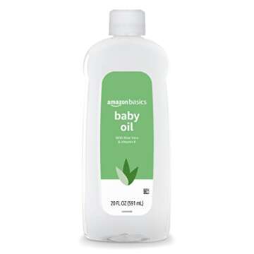 Amazon Basics Baby Oil with Aloe Vera & Vitamin E, 20 Fl Oz (Pack of 4) (Previously Solimo)