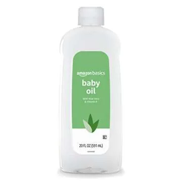 Amazon Basics Baby Oil with Aloe Vera & Vitamin E, 20 Fl Oz (Pack of 4) (Previously Solimo)