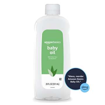 Amazon Basics Baby Oil with Aloe Vera & Vitamin E, 20 Fl Oz (Pack of 4) (Previously Solimo)