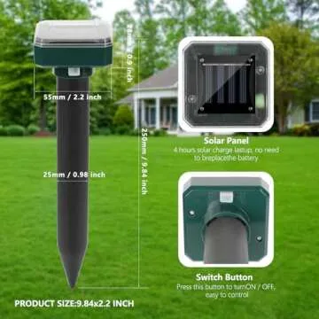 Mole Repellent Solar Powered, 8 Pack Waterproof Ultrasonic Deterrent Gopher Vole Repellent Outdoor, ...